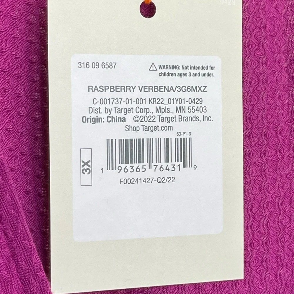 KNOX Rose Raspberry Verbena Long Sleeve Wrap Dress 3X True Wrap Midi Length